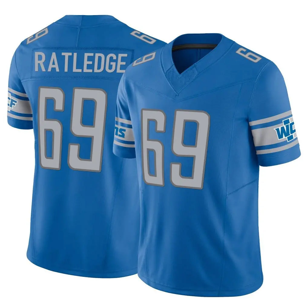 Blackjersey D.Lions #69 Tate Ratledge Player Blue Vapor F.U.S.E. Limited Home Game Stitched Jerseys