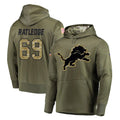 Blackjersey D.Lions #69 Tate Ratledge Player Olive Salute to Service Pullover Hoodies Home Game Stitched Jerseys