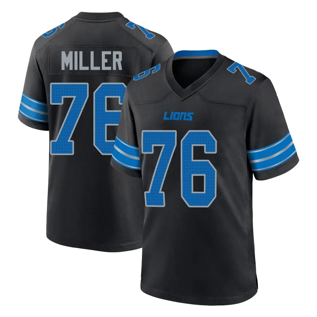 Blackjersey D.Lions #76 Blake Miller Player Black Alternate Home Game Stitched Jerseys