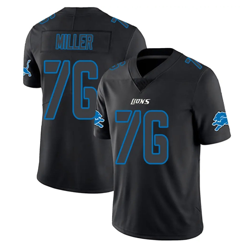 Blackjersey D.Lions #76 Blake Miller Player Black Impact Limited Home Game Stitched Jerseys