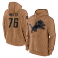 Blackjersey D.Lions #76 Blake Miller Player Brown Salute to Service Hoodies Limited Game Stitched Jerseys