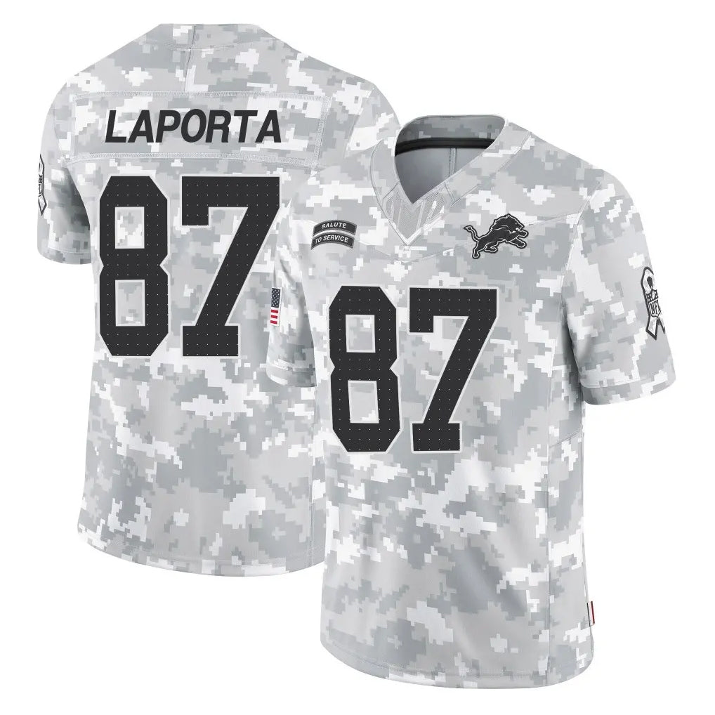 Blackjersey D.Lions #87 Sam LaPorta Player Arctic Camo Salute To Service Limited Stitched Jerseys