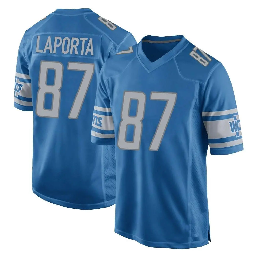 Blackjersey D.Lions #87 Sam LaPorta Player Blue Home Game Stitched Jerseys