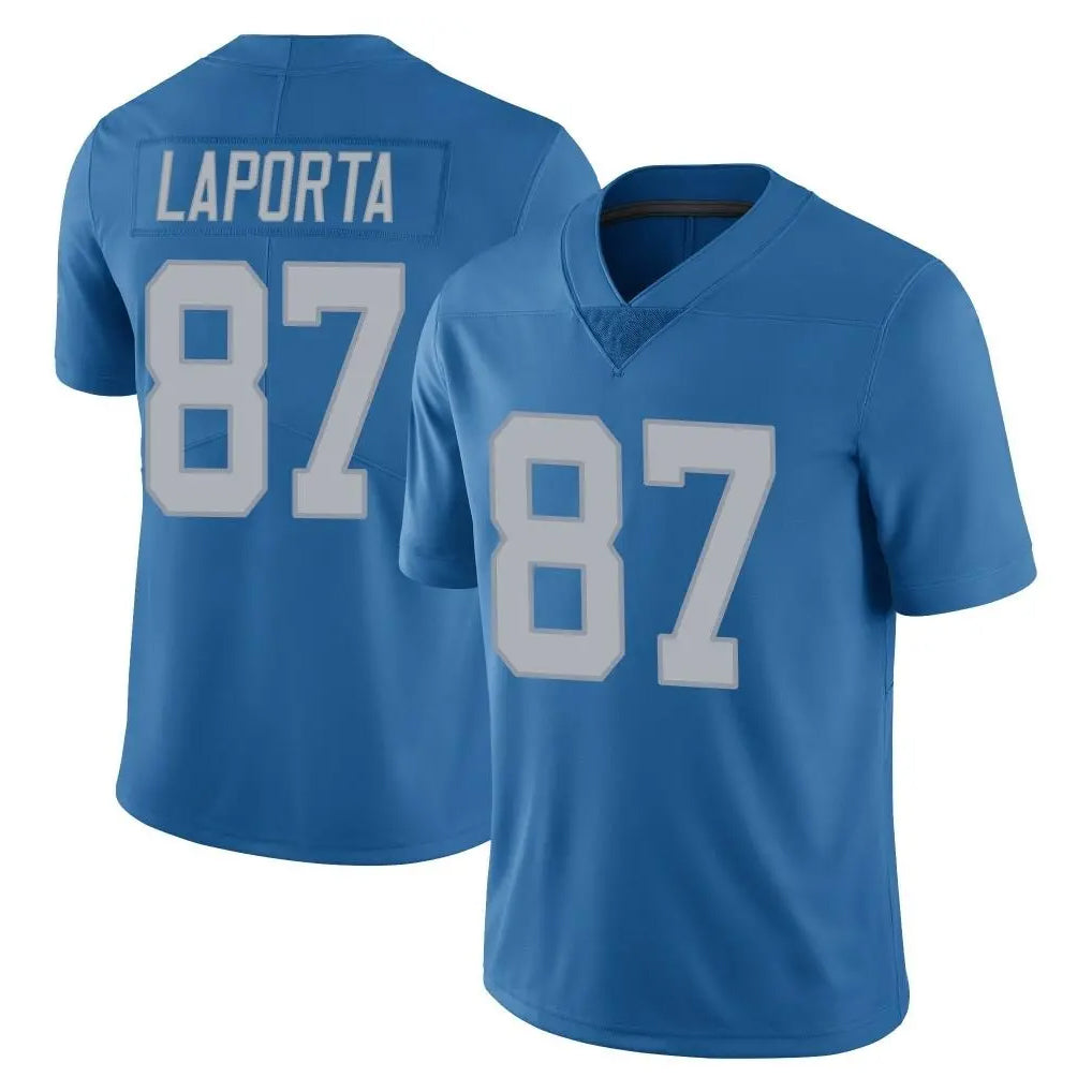 Blackjersey D.Lions #87 Sam LaPorta Player Blue Limited Throwback Vapor Untouchable Stitched Jerseys