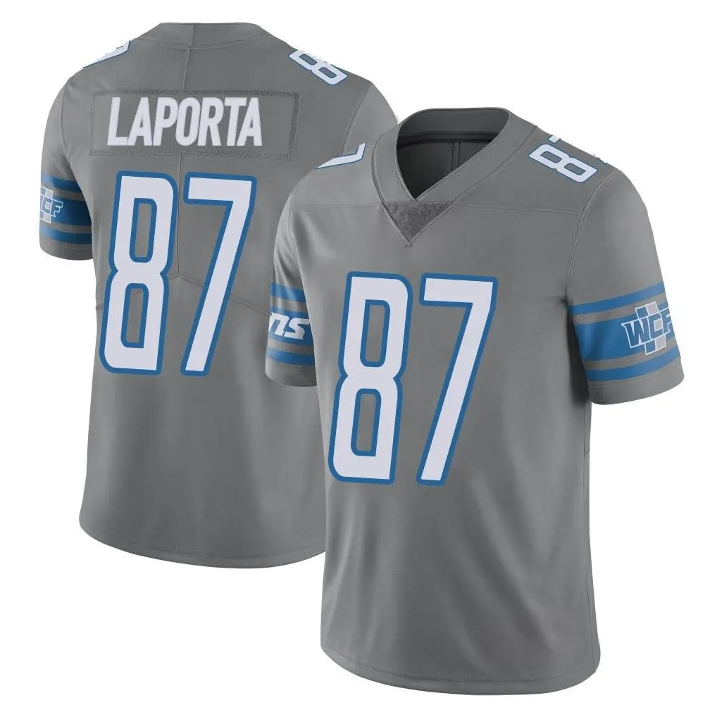 Blackjersey D.Lions #87 Sam LaPorta Player Gray Vapor Untouchable Limited Home Game Stitched Jerseys