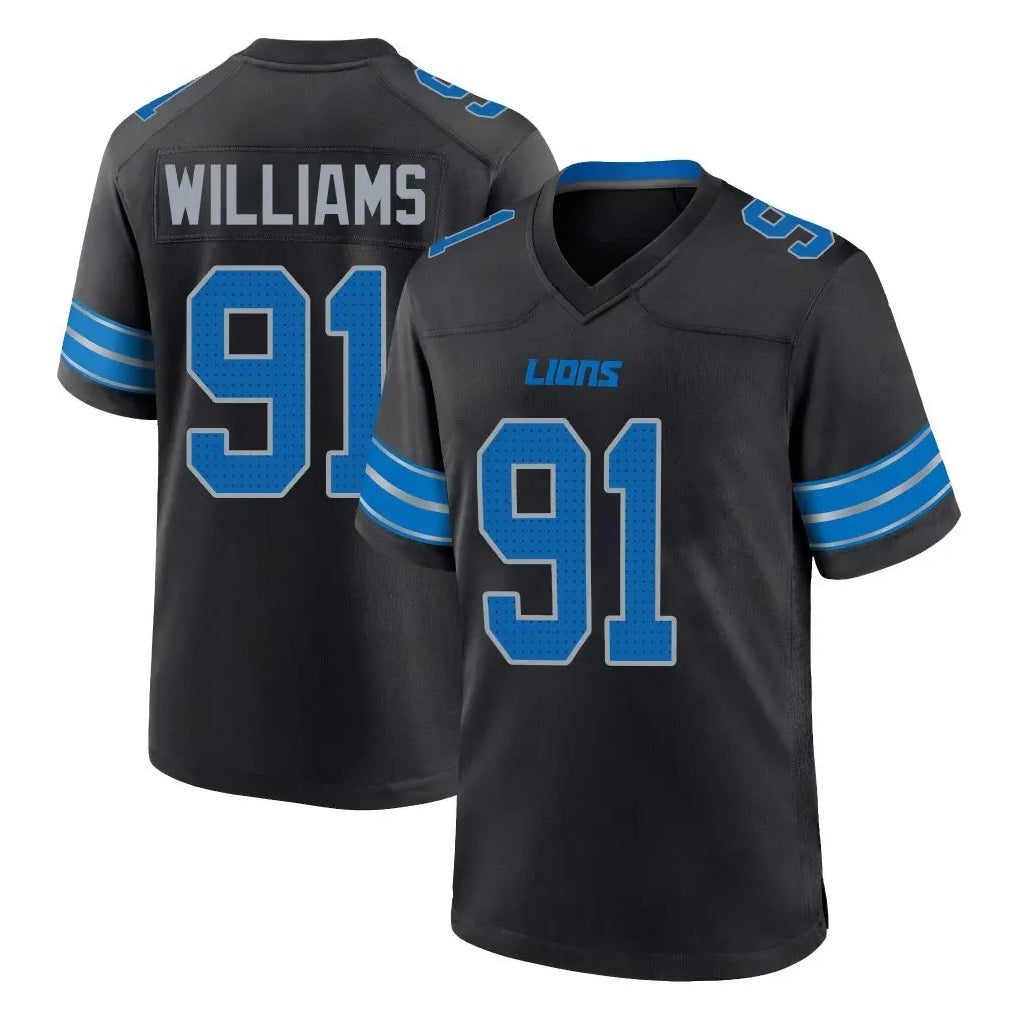 Blackjersey D.Lions #91 Tyleik Williams Player Black Alternate Home Game Stitched Jerseys