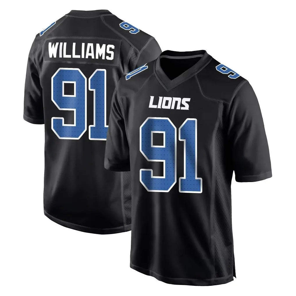 Blackjersey D.Lions #91 Tyleik Williams Player Black Fashion Home Game Stitched Jerseys