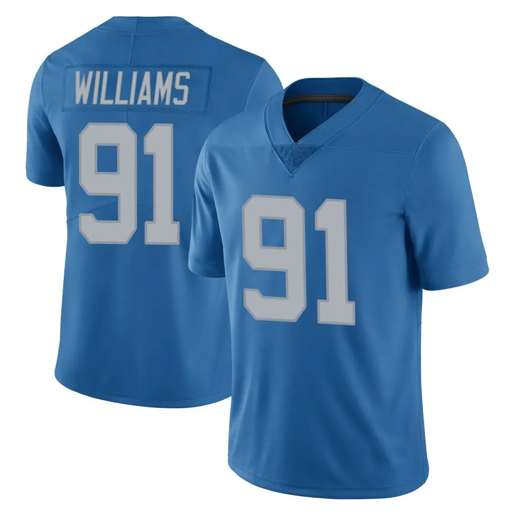 Blackjersey D.Lions #91 Tyleik Williams Player Blue Limited Throwback Vapor Untouchable Stitched Jerseys