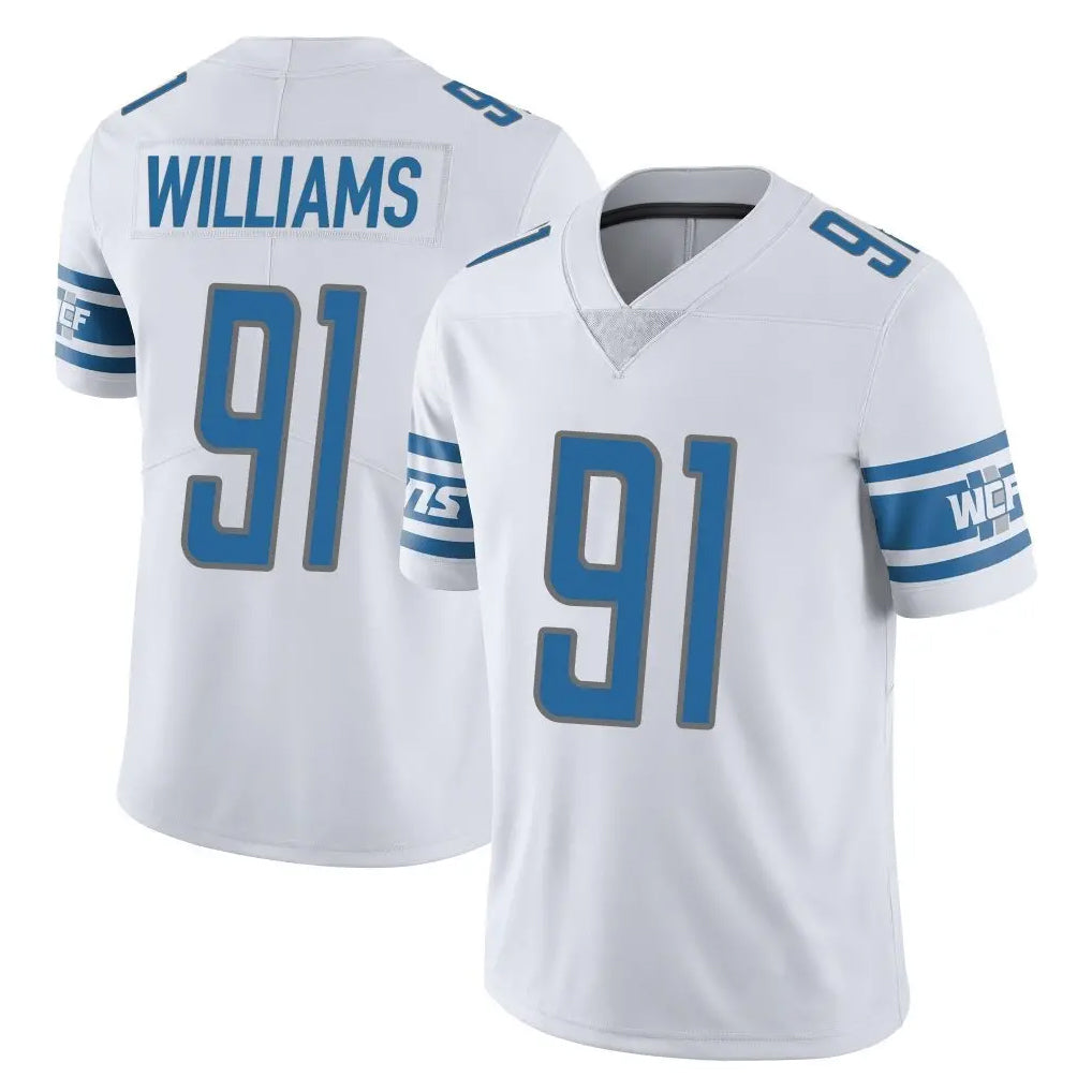 Blackjersey D.Lions #91 Tyleik Williams Player White Limited Vapor Untouchable Home Game Stitched Jerseys