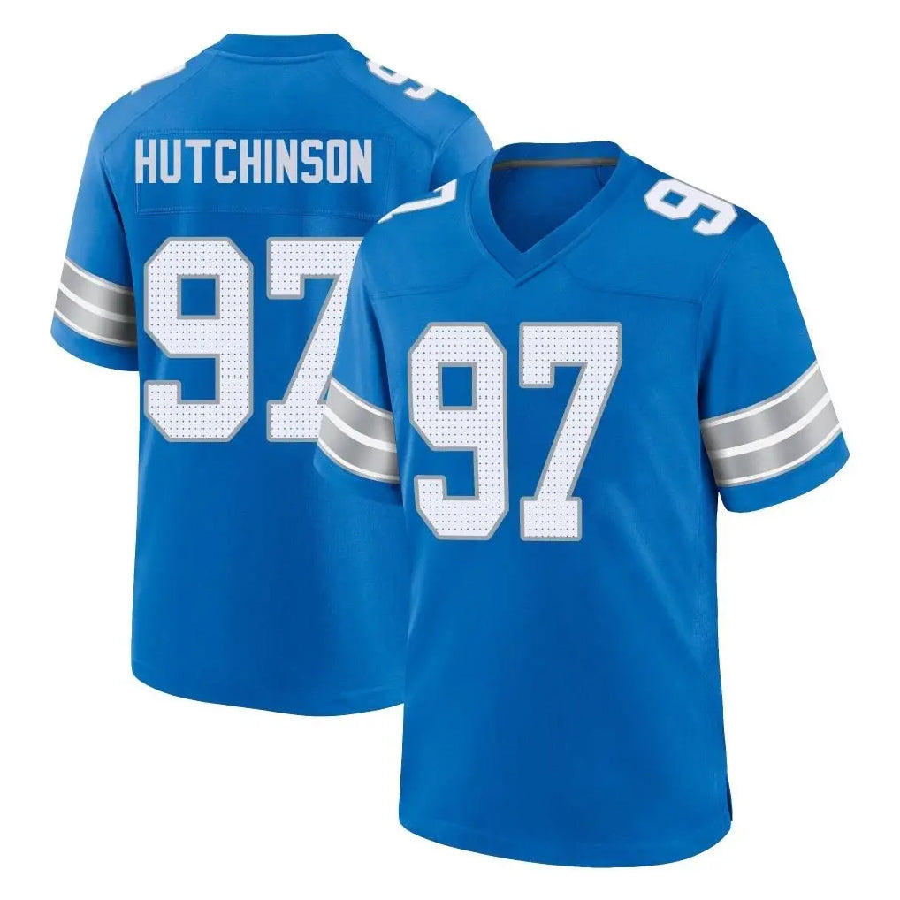 Blackjersey D.Lions #97 Aidan Hutchinson Gibbs Player Blue Alternate Home Game Stitched Jerseys
