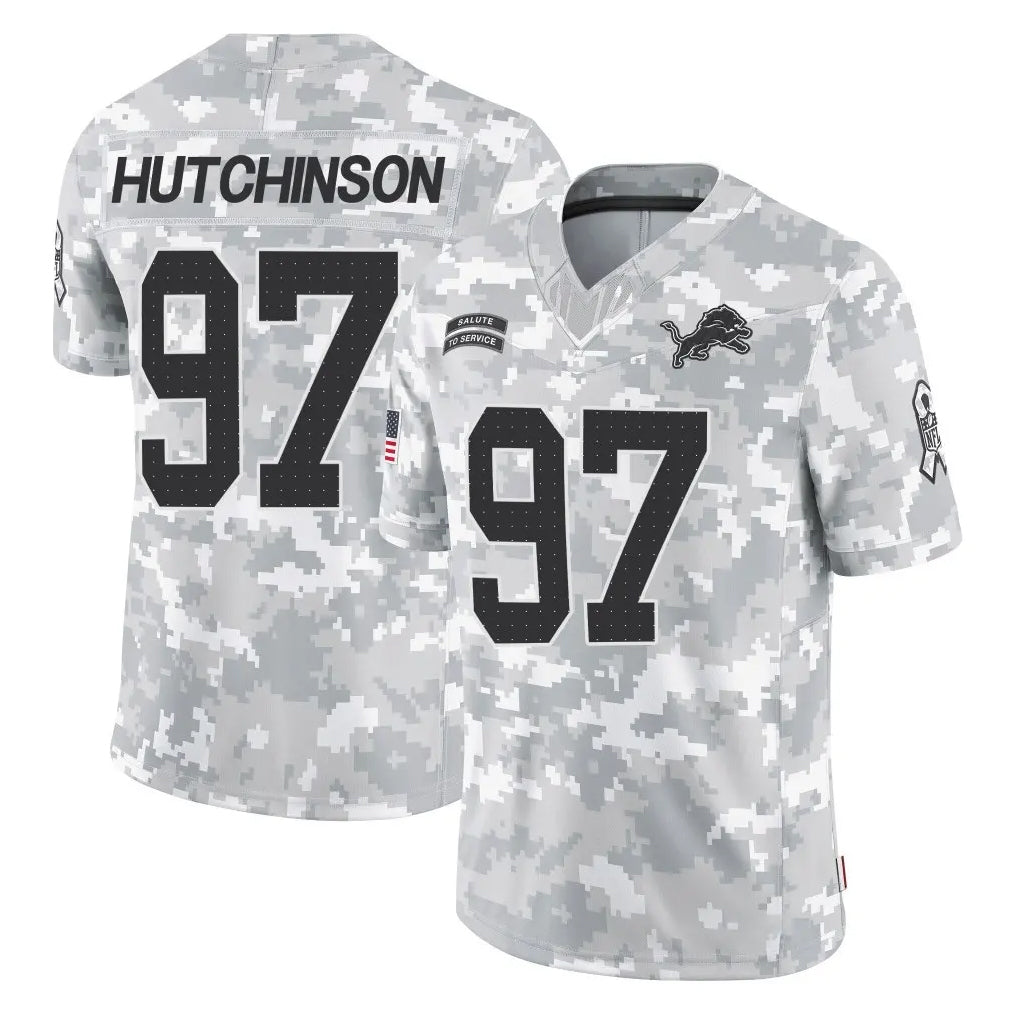 Blackjersey D.Lions #97 Aidan Hutchinson Player Arctic Camo Salute To Service Limited Stitched Jerseys