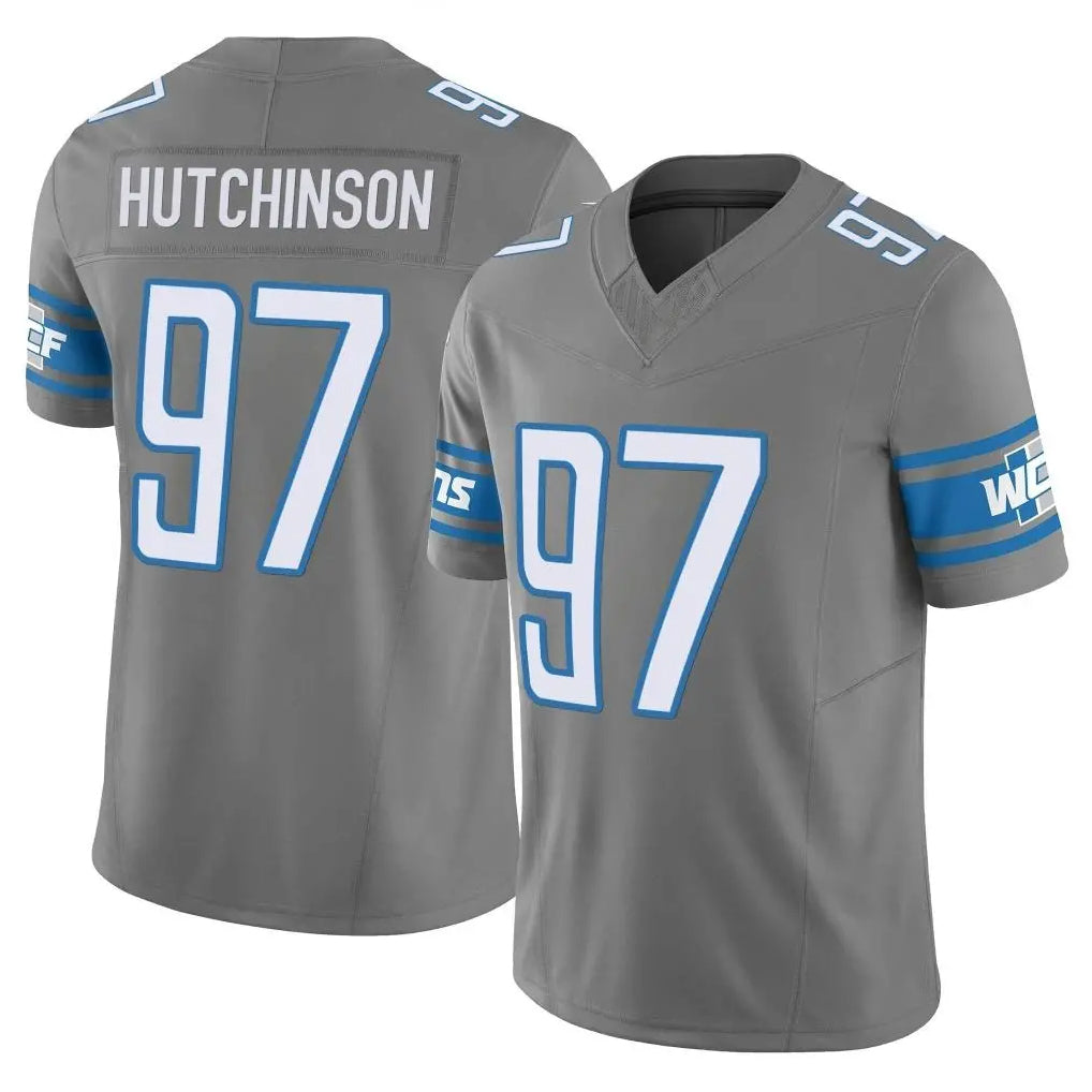 Blackjersey D.Lions #97 Aidan Hutchinson Player Gray Vapor F.U.S.E. Limited Home Game Stitched Jerseys