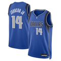 Blackjersey D.Mavericks #14 Morez Johnson Jr. Blue Icon Swingman Stitched Jerseys