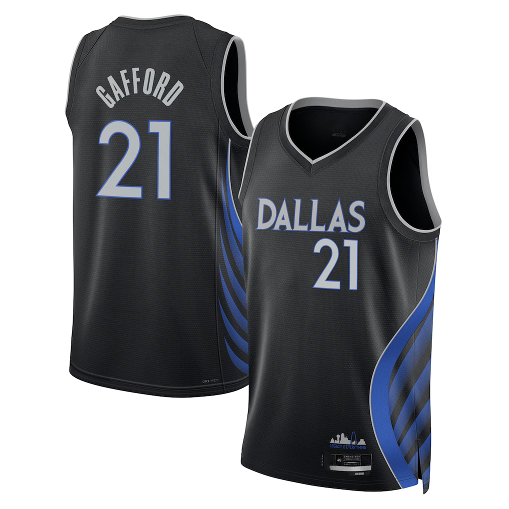 Blackjersey D.Mavericks #21 Daniel Gafford Black 202526 City Edition Swingman Stitched Jerseys