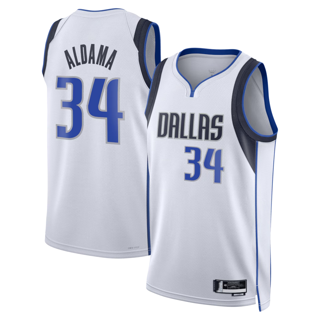 Blackjersey D.Mavericks #34 White Santi Aldama Association Edition Swingman Stitched Jerseys