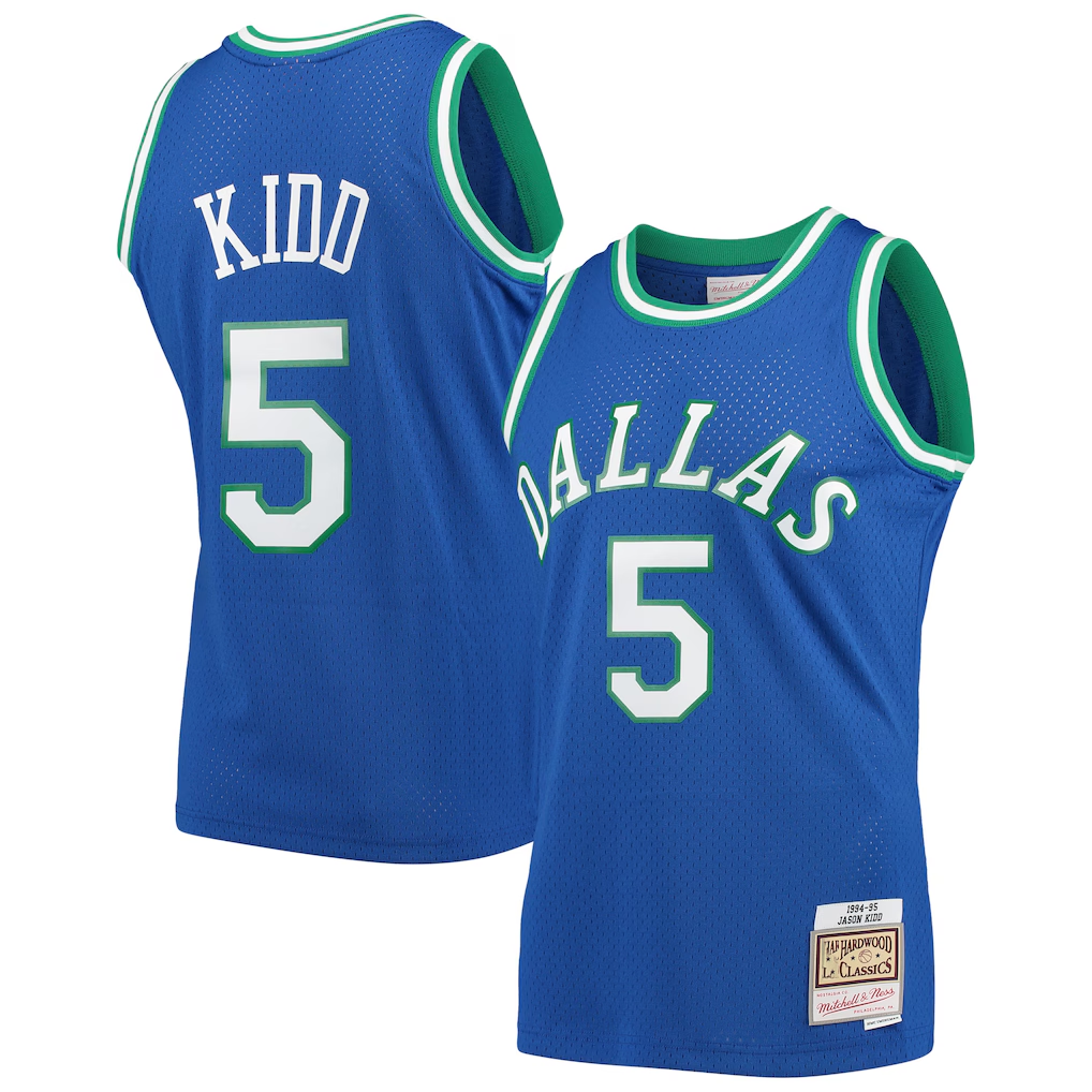 Blackjersey D.Mavericks #5 Jason Kidd Mitchell & Ness Blue 199495 Hardwood Classics Swingman Jerseys