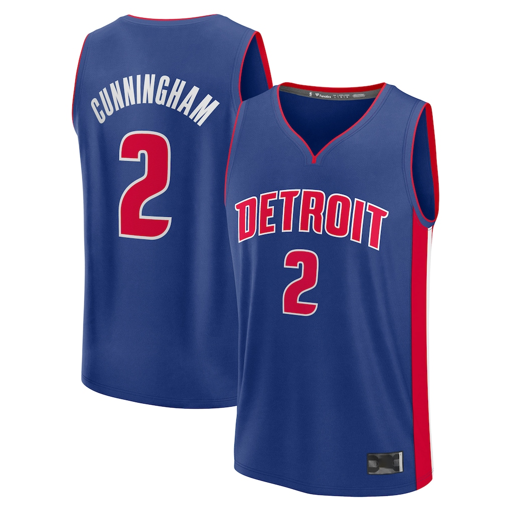 Blackjersey D.Pistons #2 Cade Cunningham  Blue Fast Break Replica Player Jerseys - Icon Edition