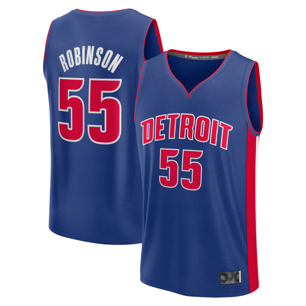 Blackjersey D.Pistons #55 Duncan Robinson  Blue Fast Break Jerseys - Icon Edition