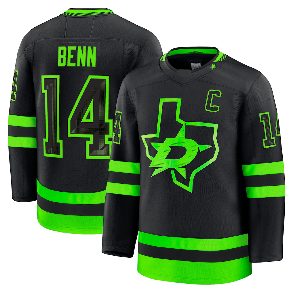 Blackjersey D.Stars #14 Jamie Benn Black Alternate Premium Jerseys