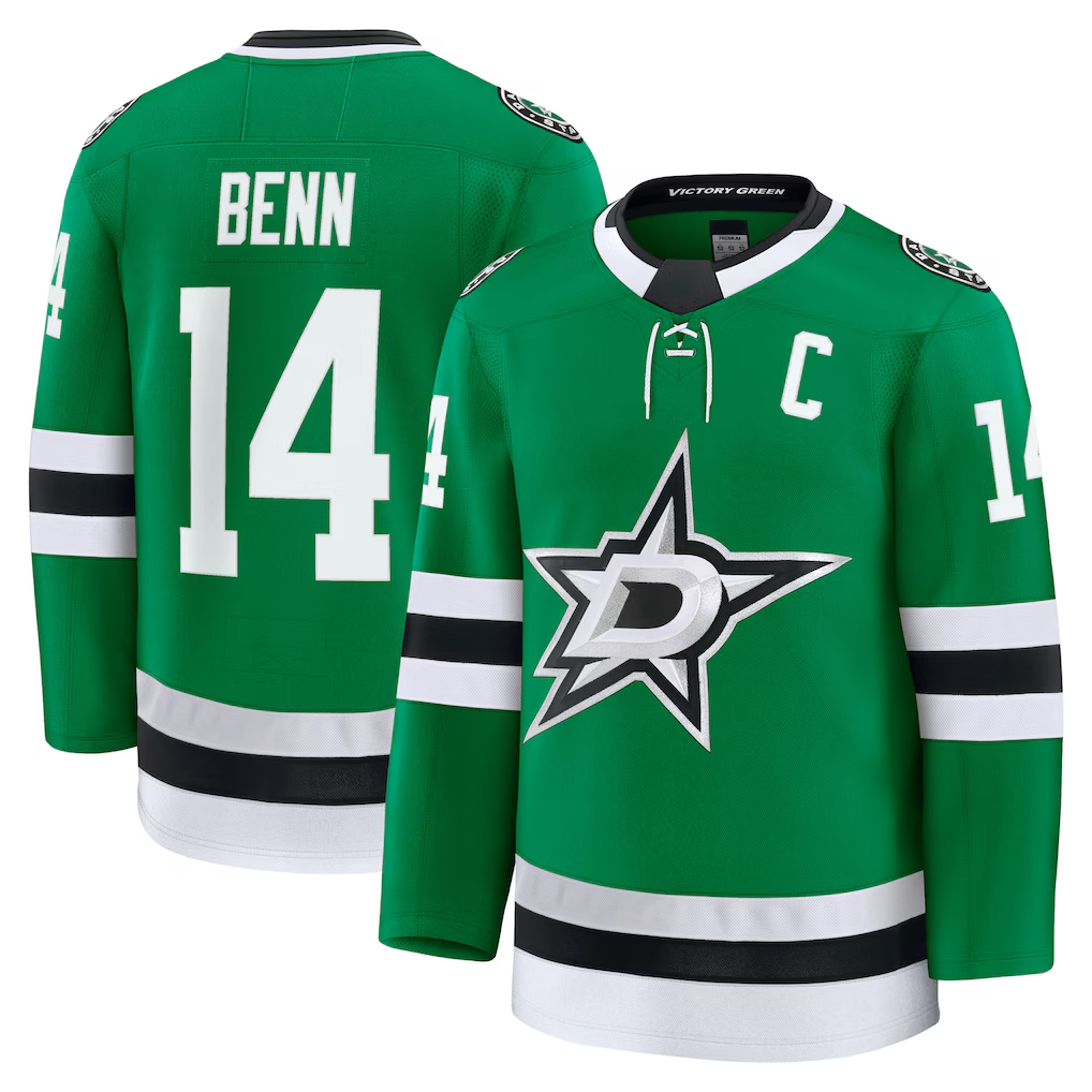Blackjersey D.Stars #14 Jamie Benn Kelly Green Home Premium Jerseys