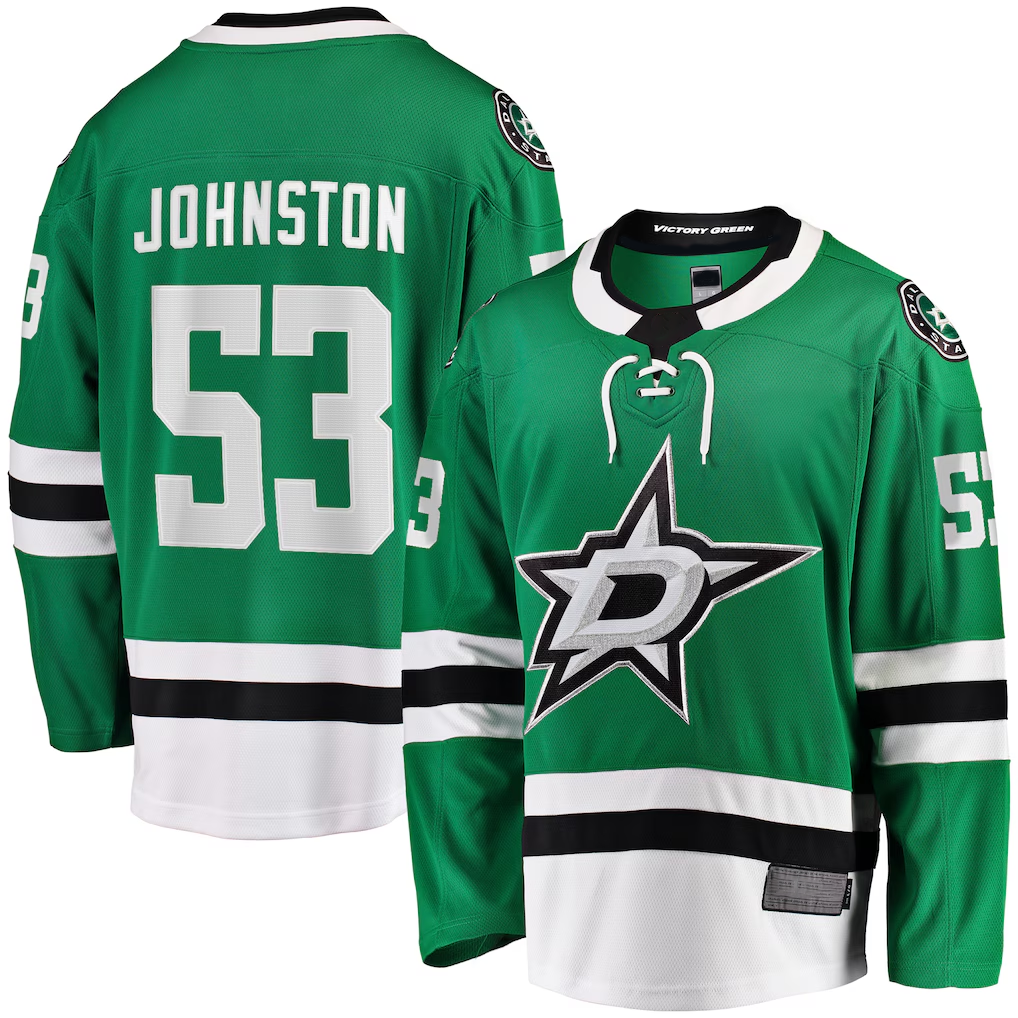 Blackjersey D.Stars #53 Wyatt Johnston Kelly Green Home Breakaway Player Jerseys