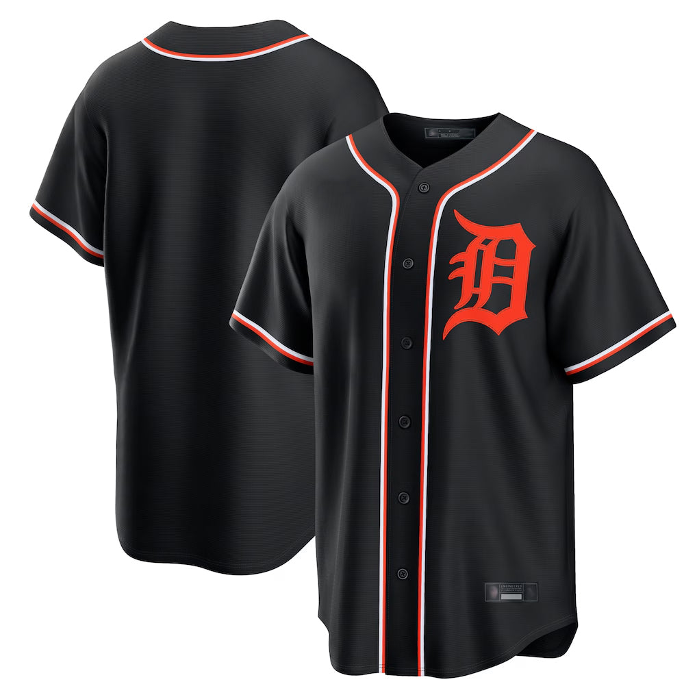 Blackjersey D.Tigers Black Fashion Out Home Game Blank Player Stitched Jerseys