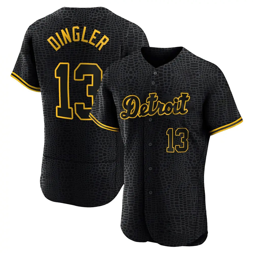 Blackjersey D.Tigers #13 Dillon Dingler Player Black Snake Skin City Limited Elite Home Stitched Jerseys