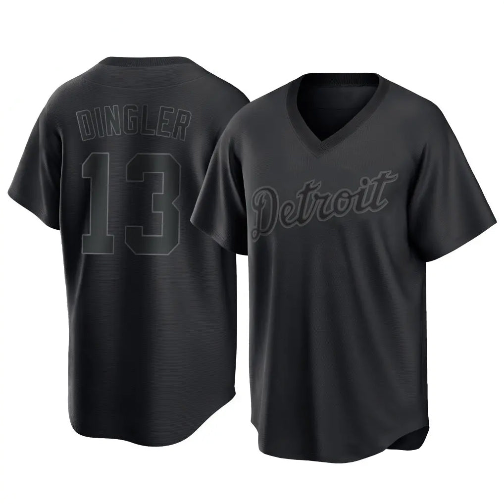 Blackjersey D.Tigers #13 Dillon Dingler Player Black T-shirt Home Game Stitched Jerseys