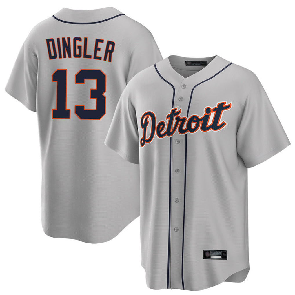 Blackjersey D.Tigers #13 Dillon Dingler Player Gray Home Game Stitched Jerseys
