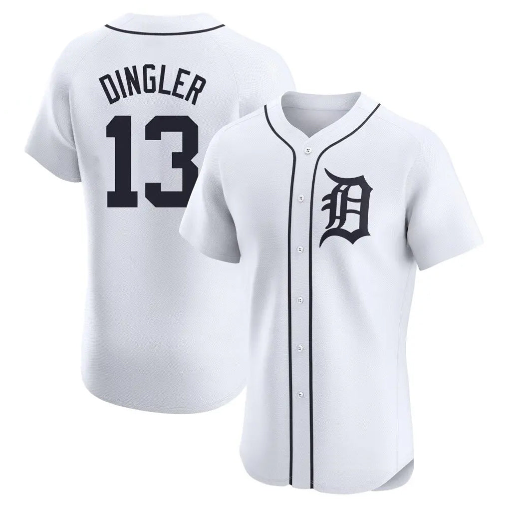 Blackjersey D.Tigers #13 Dillon Dingler Player White Limited Elite Home Stitched Jerseys