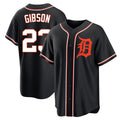 Blackjersey D.Tigers #23 Kirk Gibson Player Black Fashion Out Home Game Stitched Jerseys