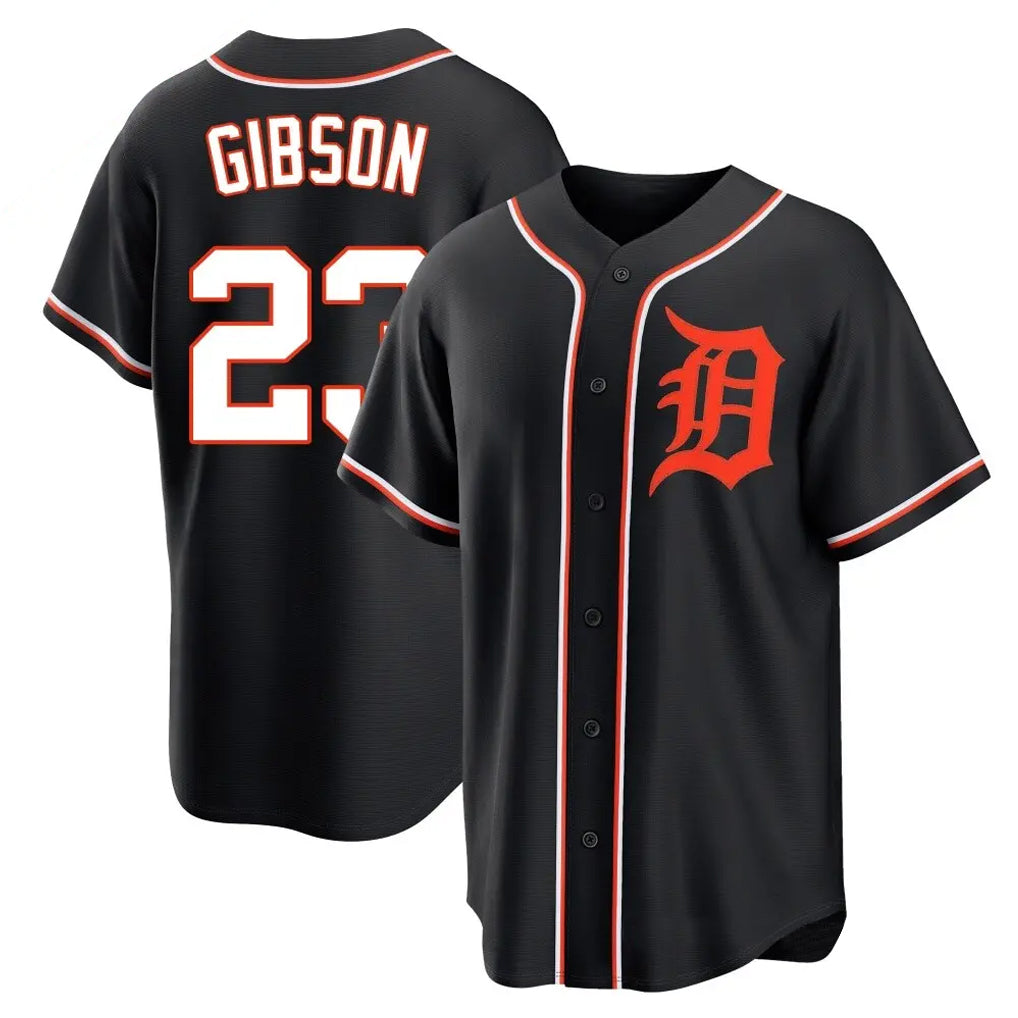 Blackjersey D.Tigers #23 Kirk Gibson Player Black Fashion Out Home Game Stitched Jerseys