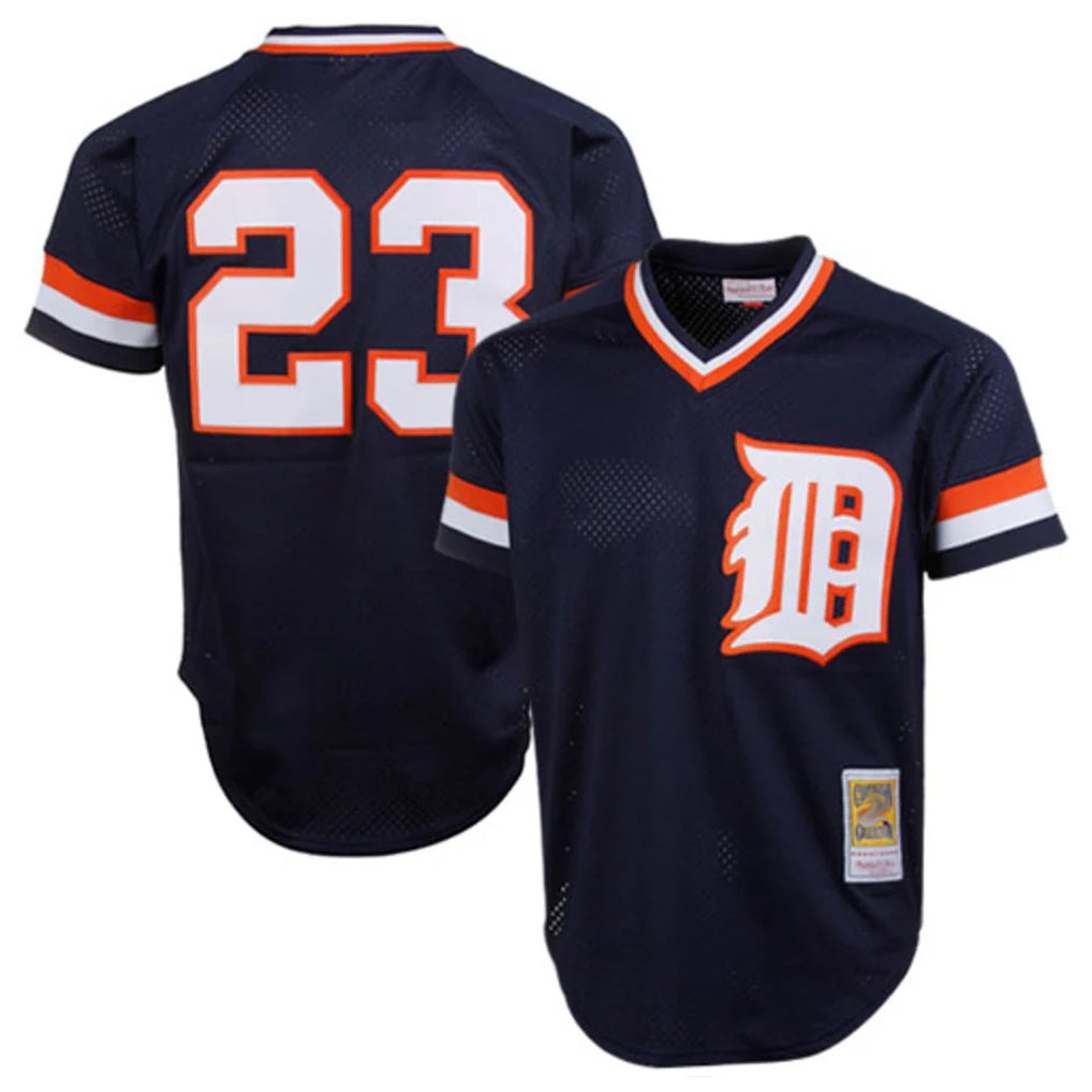 Blackjersey D.Tigers #23 Kirk Gibson Player Mitchell & Ness Navy 1984 Mesh Batting Practice  T-shirt Stitched Jerseys