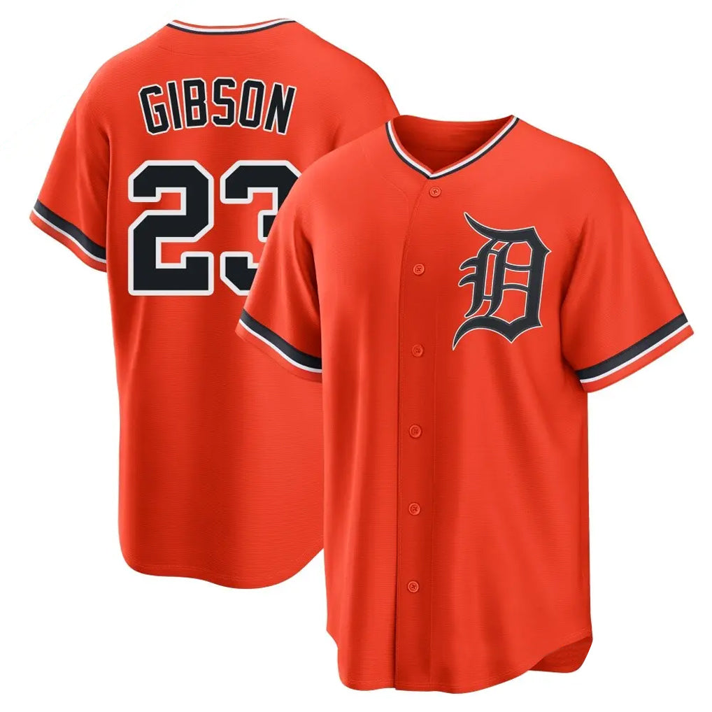 Blackjersey D.Tigers #23 Kirk Gibson Player Orange Home Game Stitched Jerseys