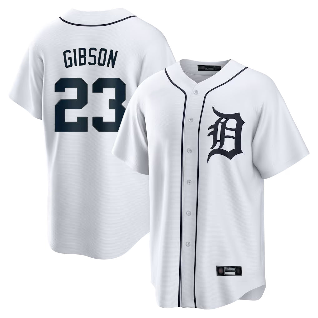 Blackjersey D.Tigers #23 Kirk Gibson Player White Home Game Stitched Jerseys