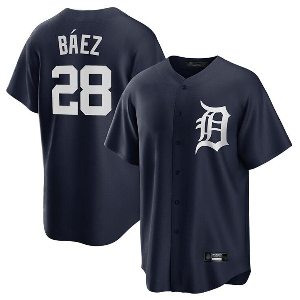 Blackjersey D.Tigers #28 Javier B¨¢ez Player Navy Game Home Stitched Jerseys