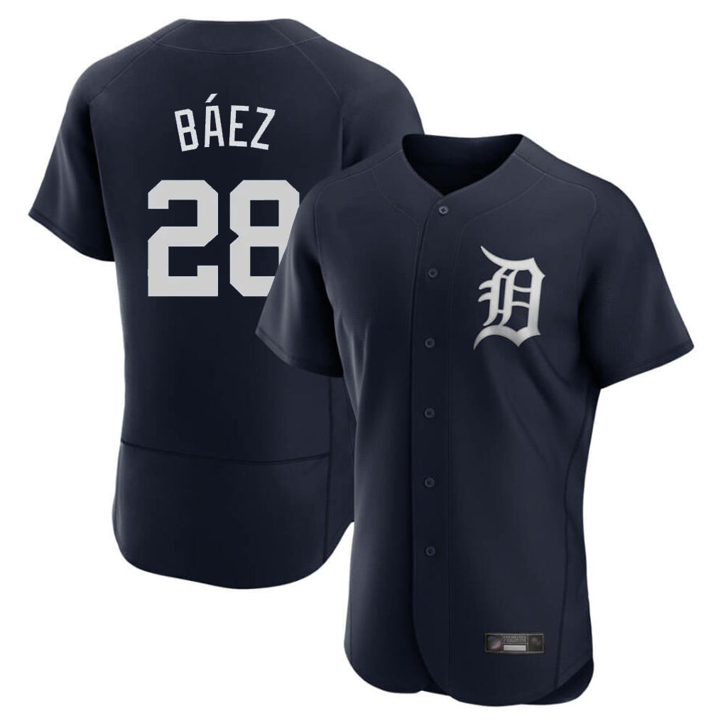 Blackjersey D.Tigers #28 Javier B¨¢ez Player Navy Limited Elite Home Stitched Jerseys