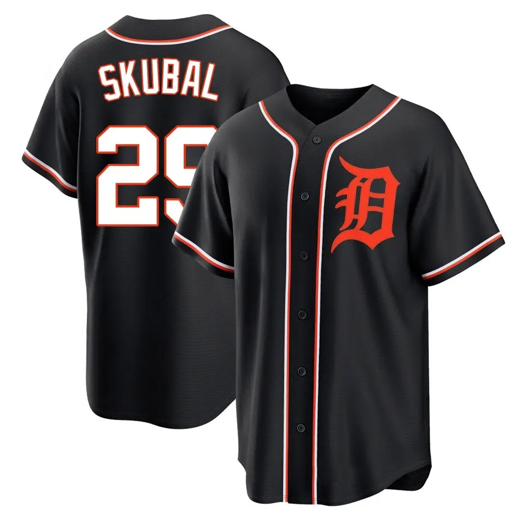 Blackjersey D.Tigers #29 Tarik Skubal Player Black Fashion Out Home Game Stitched Jerseys