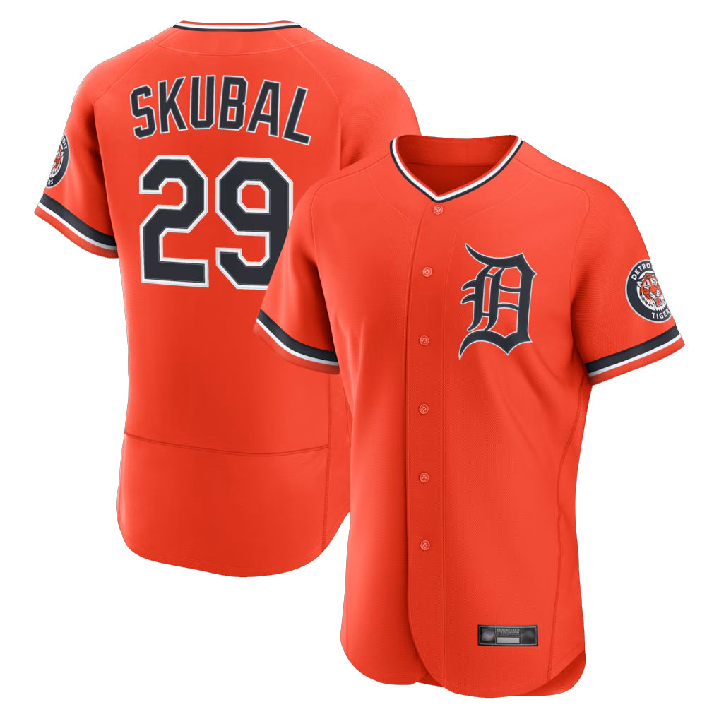 Blackjersey D.Tigers #29 Tarik Skubal Player Orange Limited Elite Home Stitched Jerseys