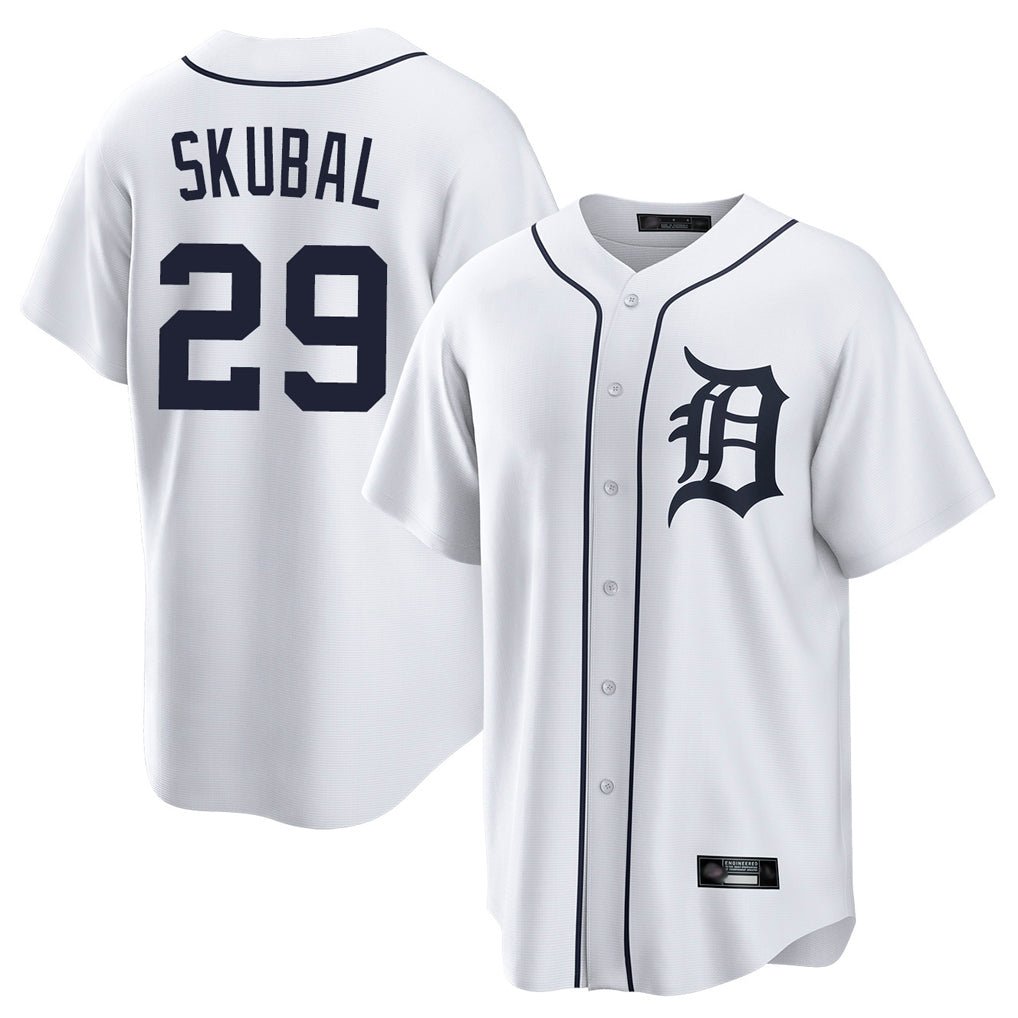 Blackjersey D.Tigers #29 Tarik Skubal Player White Home Game Stitched Jerseys
