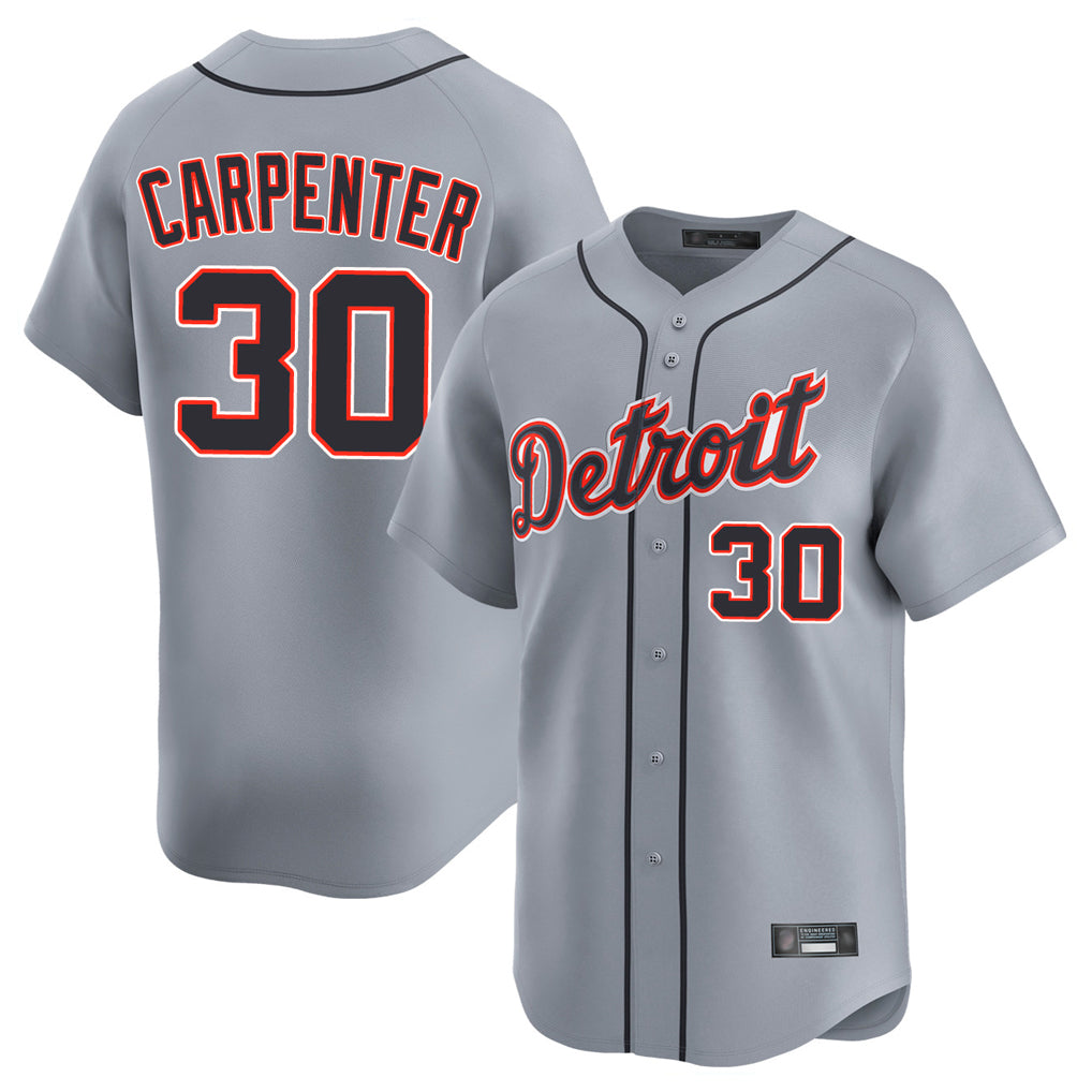 Blackjersey D.Tigers #30 Kerry Carpenter Player Gray Home Limited Stitched Jerseys