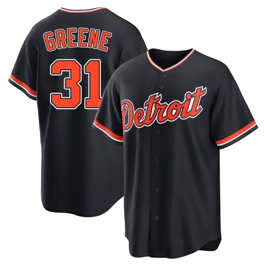 Blackjersey D.Tigers #31 Riley Greene Player Navy Home Game Stitched Jerseys