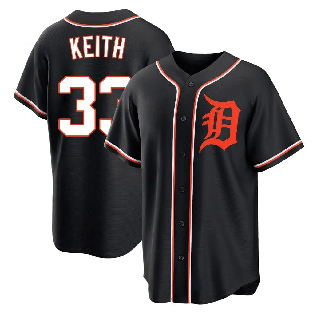 Blackjersey D.Tigers #33 Colt Keith Player Black Fashion Out Home Game Stitched Jerseys
