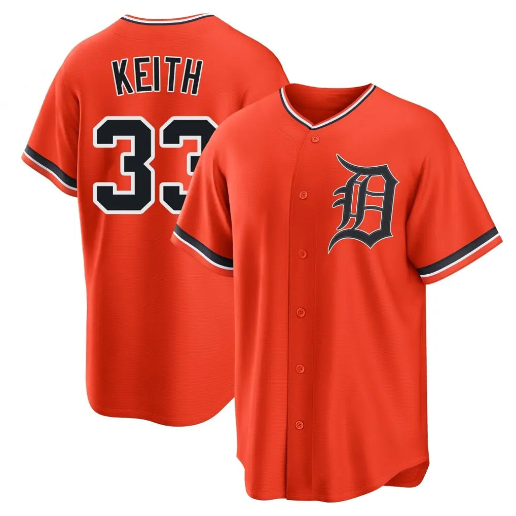 Blackjersey D.Tigers #33 Colt Keith Player Orange Home Game Stitched Jerseys