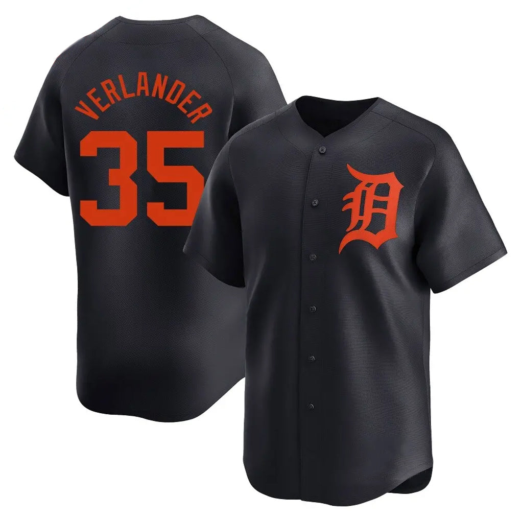 Blackjersey D.Tigers #35 Justin Verlander Player Navy Home Limited Stitched Jerseys