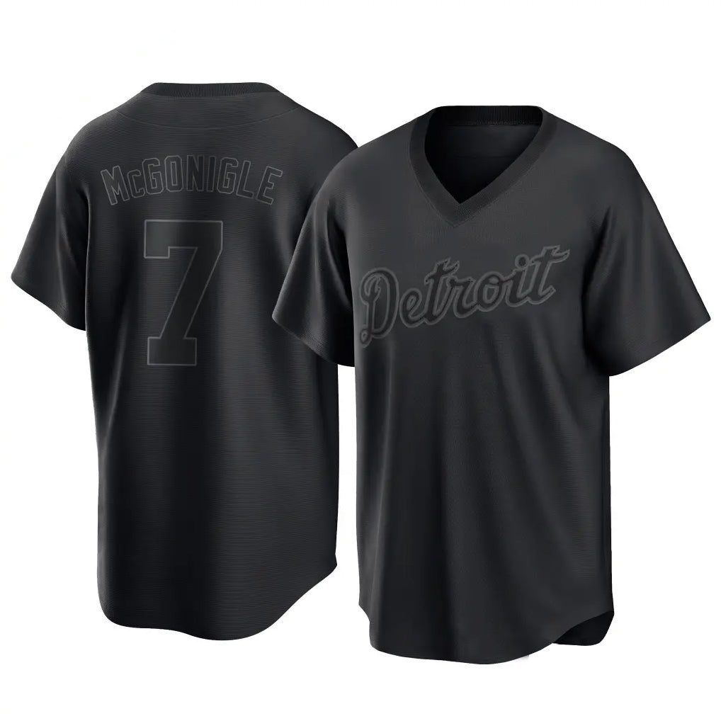 Blackjersey D.Tigers #7 Kevin McGonigle Player Black T-shirt Home Game Stitched Jerseys