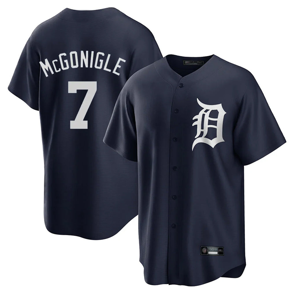 Blackjersey D.Tigers #7 Kevin McGonigle Player Navy Game Home Stitched Jerseys