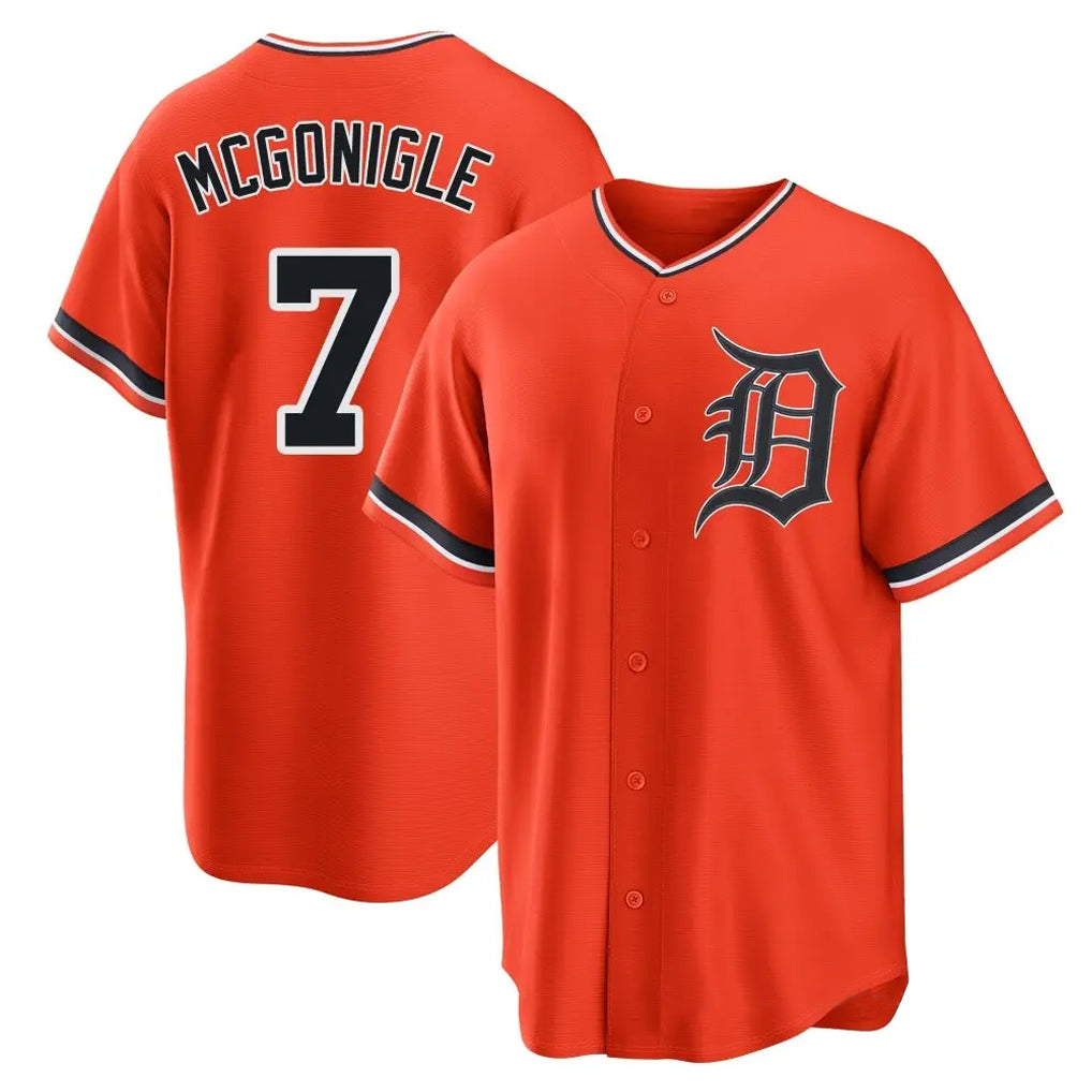 Blackjersey D.Tigers #7 Kevin McGonigle Player Orange Home Game Stitched Jerseys