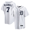 Blackjersey D.Tigers #7 Kevin McGonigle Player White Home Game Stitched Jerseys