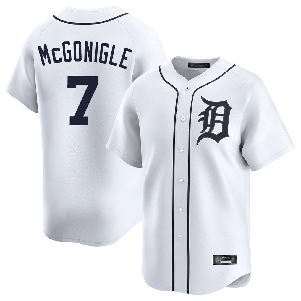 Blackjersey D.Tigers #7 Kevin McGonigle Player White Home Limited Stitched Jerseys